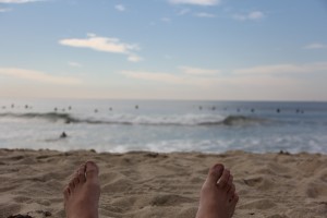 beach with feet